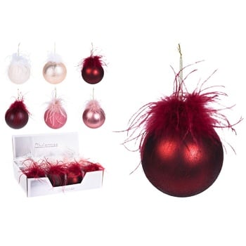 Koopman Ball Glass Christmas with Feathers 8cm in Assortment