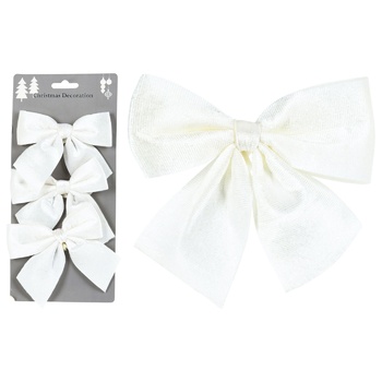 Підвіска ялинкова Бант оксамит білий колір 3шт - купити, ціни на КОСМОС - фото 1