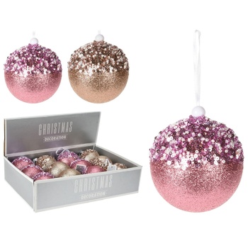 Koopman Christmas Pink and Gold Bulbs with Sequins 8cm - buy, prices for COSMOS - photo 1