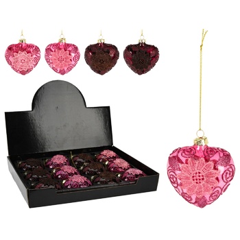 Heart with Lace Christmas Tree Decoration 80mm in assortment - buy, prices for - photo 1