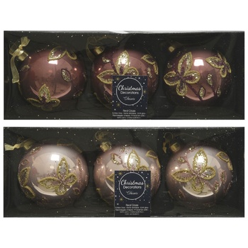 Decoris Set of Golden Christmas Tree Balls 80mm 3pcs - buy, prices for - photo 1