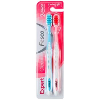 Зубные щетки Fesco Expert Clean 2шт розовый, голубой