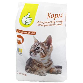 Auchan Dry Food with Beef for Adult Cats 2kg - buy, prices for Auchan - photo 1