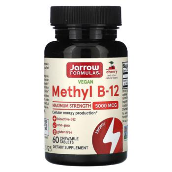 Витамин В12 Jarrow Formulas Methyl B-12 со вкусом вишни 5000мкг 60 жевательных таблеток - купить, цены на Biotus - фото 1