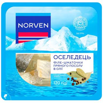 Сельдь Norven филе-кусочки пряного посола в масле 120г