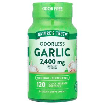 Часник, Odorless Garlic, Nature's Truth, без запаху, висока концентрація, 2400 мг 120 гелевих капсул - купити, ціни на Біотус - фото 1