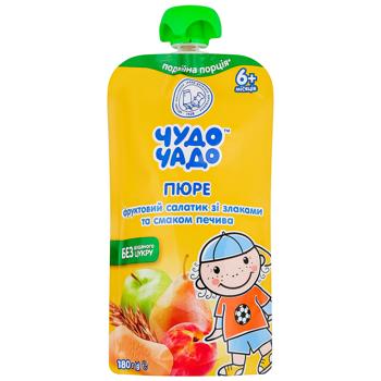 Пюре Чудо-Чадо Фруктовый салатик со злаками и вкусом печенья 180г