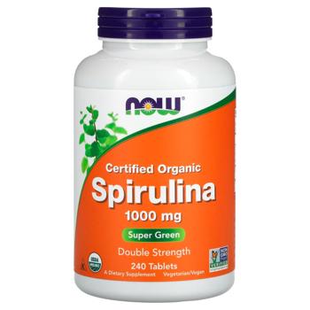 Спіруліна, Spirulina, NOW Foods, сертифікована, органічна, 1,000 мг, 240 таблеток - купить, цены на Biotus - фото 1
