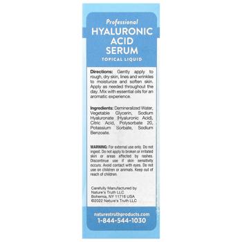 Nature's Truth, Hyaluronic Acid Serum, Unscented, 1 fl oz (30 ml) - купити, ціни на Біотус - фото 3