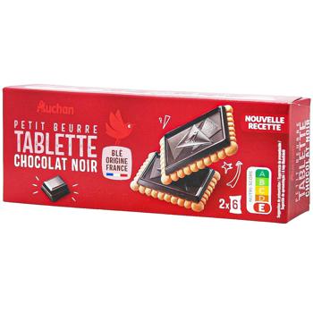 Печиво Auchan з чорним шоколадом 150г