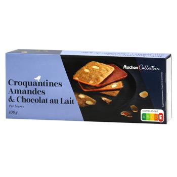 Auchan Crispy Cookies with Almonds and Chocolate 100g Auchan Crispy Cookies with Almonds and Chocolate 100g - buy, prices for - photo 1