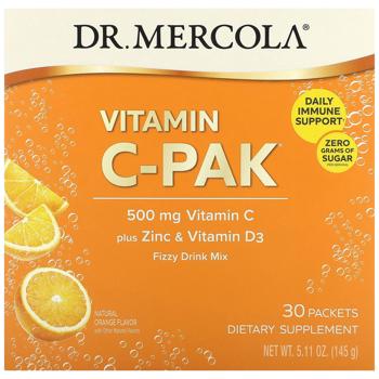 Вітамін С + цинк та вітамін D3, Vitamin C-PAK with Quercetin, Dr. Mercola, зі смаком апельсина, 500  - купити, ціни на Біотус - фото 1