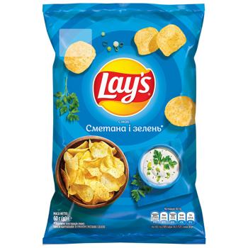 Lay's Potato Chips with Sour Cream and Greens Flavor 60g - buy, prices for COSMOS - photo 1