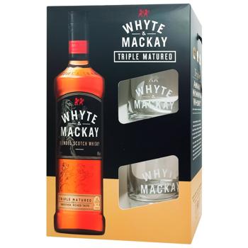 Виски White&Mackay 40% 0,7л + 2 стакана в коробке