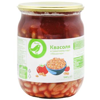Квасоля Auchan Пікантна в томатному соусі 540г