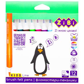 ZiBi Jumbo Kids Line Brush Felt-Tip Pens 12 colors 12pcs - buy, prices for ULTRAMARKET - photo 1