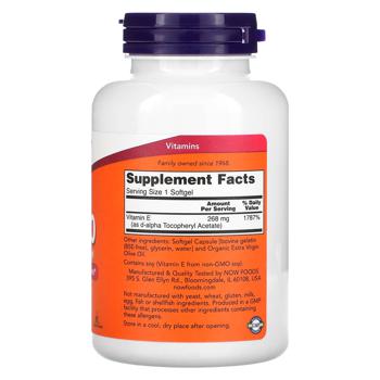 Now Foods E-400 Vitamin E 400 IU 250 softgels - buy, prices for - photo 2