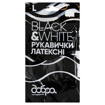 Dobra Hospodarochka Black&White Latex Gloves Size L - buy, prices for Ideal - photo 1
