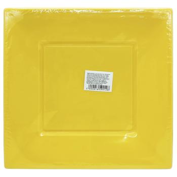 Yellow Plastic Square Plates 23cm 10pcs - buy, prices for Tavria V - photo 1