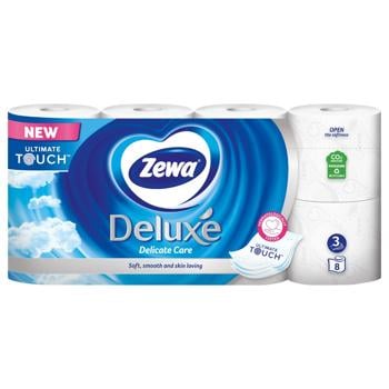 Туалетная бумага Zewa Deluxe Delicate Care белая 3-слойная 8шт - купить, цены на - фото 3