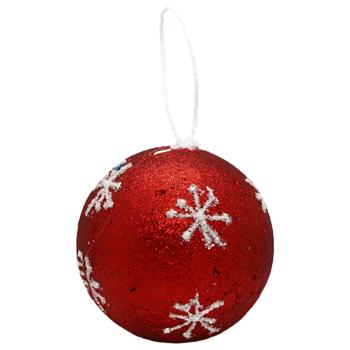 Прикраса Куля ялинкова червона з візерунком 10см - купити, ціни на За Раз - фото 1