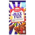 Шоколад молочний Корона Max Fun з вибуховою карамеллю мармеладом та печивом 150г