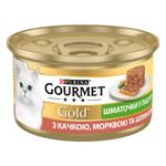 Корм вологий Gourmet Gold з качкою, морквою та шпинатом для дорослих котів 85г