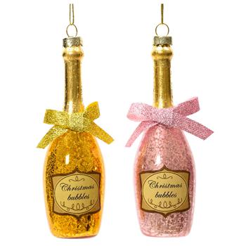 Glass Champagne Bottle Pendant 13cm in assortment - buy, prices for METRO - photo 1