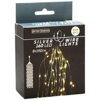 Гірлянда внутрішня на батарейках теплий білий колір 160 led лампочок 8 рядів по 2м по 20 ламп - купити, ціни на КОСМОС - фото 3