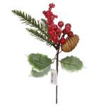 Artificial Pine Branch with Berries and Pine Cone 27cm