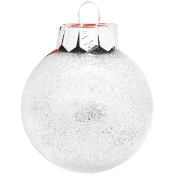 Шар елочный Безант глиттер прозрачный серебро 6см - купить, цены на Auchan - фото 1