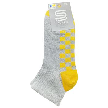 Носки Premier Socks женские средние Шахматка р.23-25 серо-желтый - купить, цены на Чудо Маркет - фото 1