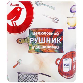 Полотенца бумажные Auchan целлюлозные трехслойные 150 листов 2шт - купить, цены на Auchan - фото 2