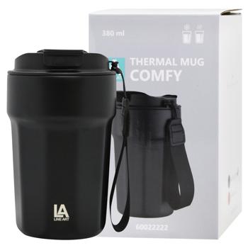 Line Art Comfy Black Thermo Mug 380ml