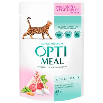 Корм влажный Optimeal с ягненком и овощами для кошек 85г