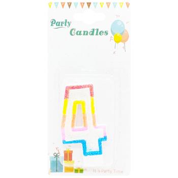 Свічка для торта кольорова Цифра 4 - купити, ціни на Чудо Маркет - фото 1