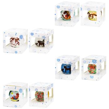 Шар елочный Символ года с декором 8,5см в ассортименте - купить, цены на МегаМаркет - фото 1