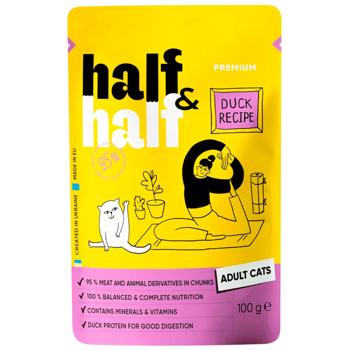 Упаковка вологого корму для котів Half&Half Adult 22 шт х 100 г - качка - купить, цены на MasterZoo - фото 2