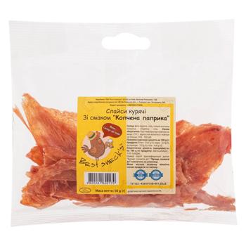 Слайси курячі Best sneck's зі смаком Копчена паприка 50г - купити, ціни на Чудо Маркет - фото 1