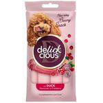 Лакомство для собак Delickcious Creamy Snack с уткой и клюквой 4шт*15г