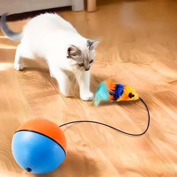 Pet Fun іграшка для котів м'ячик 8 см - синьо-помаранчевий - купить, цены на MasterZoo - фото 3