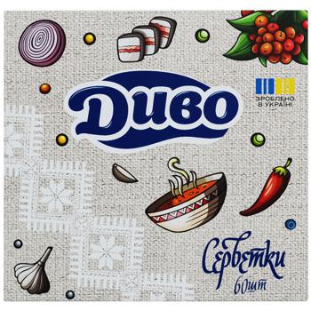 Divo White 1-ply Table Napkins 23*24cm 60pcs - buy, prices for Chudo Market - photo 1