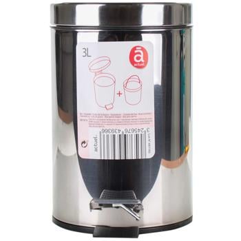 Actuel Metal Trash Can with Pedal 3l - buy, prices for Auchan - photo 1