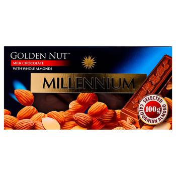 Шоколад молочный Millennium Golden Nut с цельным миндалем 100г