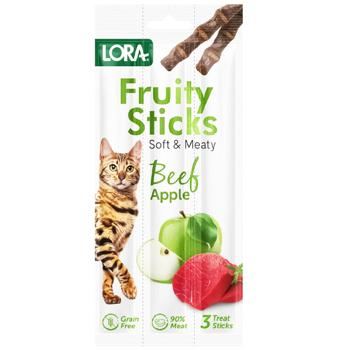 Ласощі для котів Lora Fruity Sticks з яловичиною та яблуком для дорослих котів 5г*3шт - купити, ціни на Auchan - фото 1