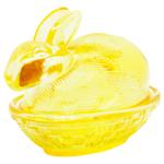 Емкость для сладостей Bona Di Кролик стеклянная желтая 14х10х11см