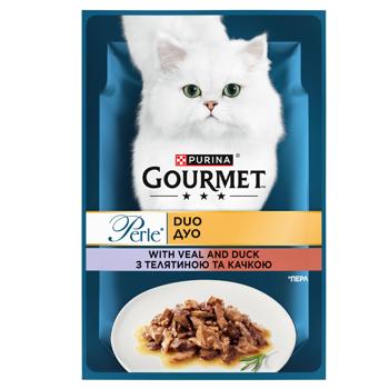 Корм влажный Gourmet Perle Duo с телятиной и уткой для кошек 85г - купить, цены на Чудо Маркет - фото 2