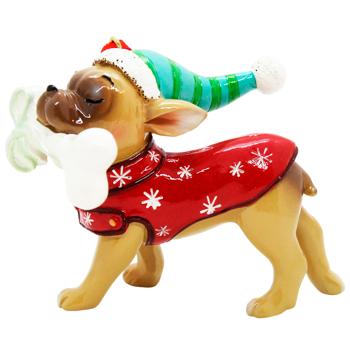 Декоративна фігурка підвіска Бульдог у костюмі ельфа 9.5*5.5*7.2см 208-322 BONADI 1 шт - купити, ціни на WINETIME - фото 1