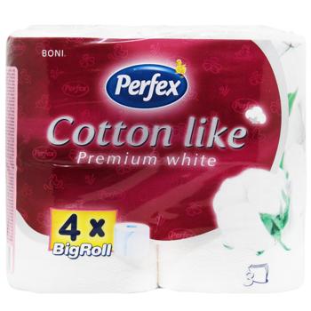 Туалетний папір Perfex Cotton Like Premium White 3-шаровий 4шт - купити, ціни на Auchan - фото 2