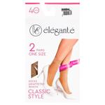 Elegante Classic Style 40 Den Women's Socks Size 23-25 2 Pairs Natural